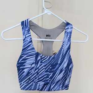 REI Active Pursuits Blue Patterned Sports Bra
